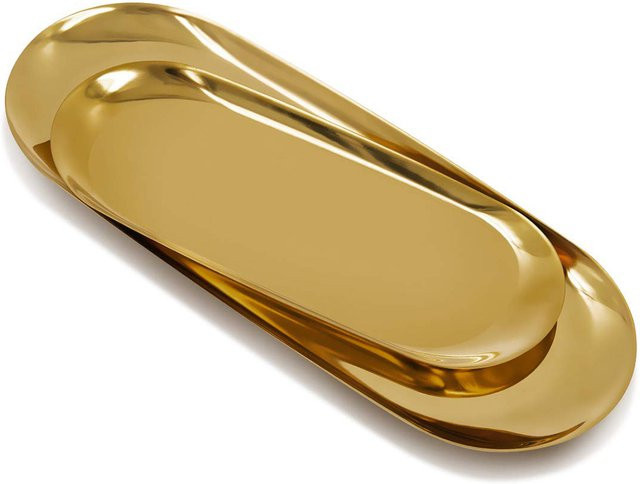 Vibratite Serviertablett aus Edelstahl in Gold, oval - Bild 1