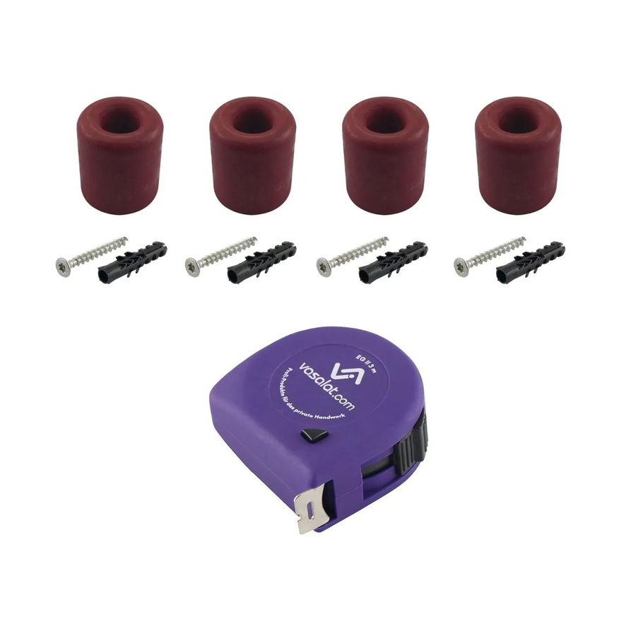 vasalat Set Gummistopper für Boden und Wand zum Schrauben, Rot, Durchmesser: 30 mm, Höhe: 30 mm - Bild 2