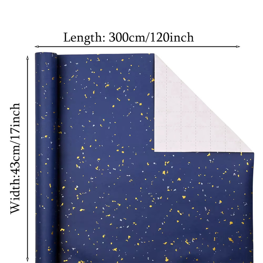 Geschenkpapierrolle in Marineblau mit Goldfolien-Design für Geburtstag, Hochzeit und Party, Breite: 43,18 cm, Länge: 304,8 cm - Bild 2