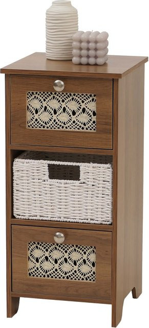 MCW Kommode MCW-O75 mit 3 Korbschubfächern aus Holz und Melamin, Braun, B/T/H: 63 x 30 x 30 cm - Bild 1