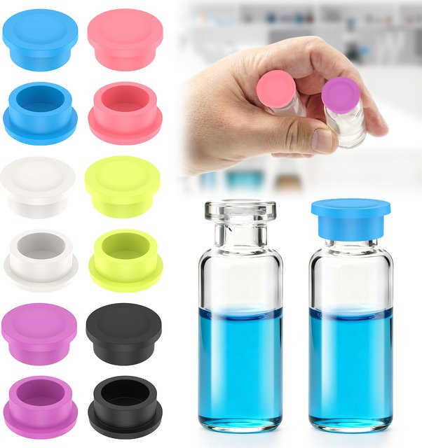 Willstar Silikon Flaschenstopper für 3ml Glasfläschchen, 12 Stück, Wiederverwendbare Dichtungskapellen zur Frischeerhaltung - Bild 1
