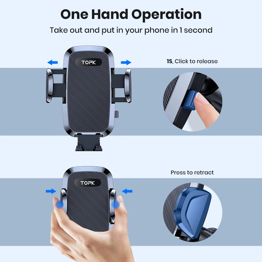 TOPK Autotelefonhalterung für das Armaturenbrett in Schwarz, kompatibel mit iPhone und Android - Bild 4