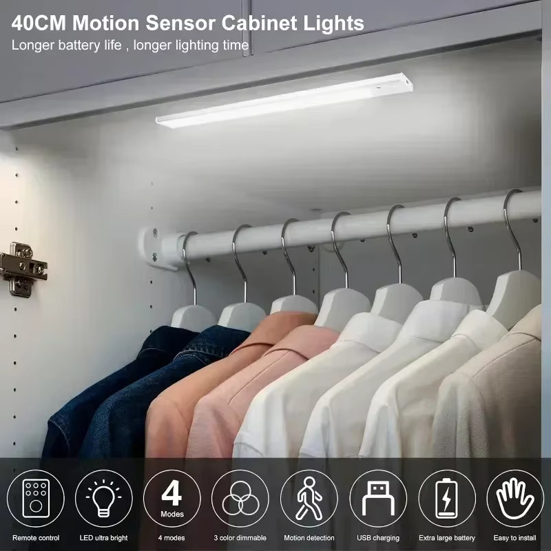 SKYSHADOW Kabellose LED-Nachtleuchte in Weiß mit Bewegungssensor und Fernbedienung, USB-aufladbar für Schrank, Küche und Schlafzimmer - Bild 4