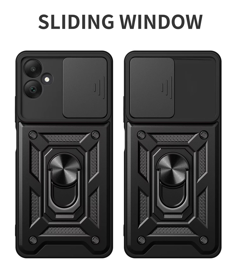 Magnetische Schutzhülle für Samsung Galaxy A05 mit Kameraobjektiv-Abdeckung und Ring-Ständer in Schwarz oder Gold - Bild 5