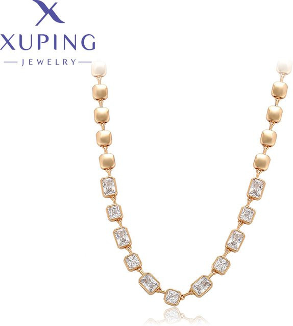 Xuping Halskette Kupfer, Gold, Kristall, 50 cm, Damen - Bild 1