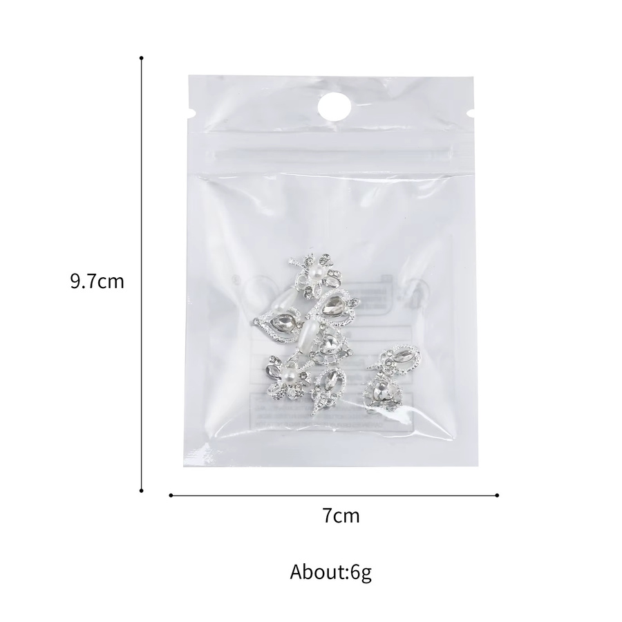 Misscheering Nagelcharms, 8 Stück, Silberne Herz Kreuz Perle, Unisex - Bild 2