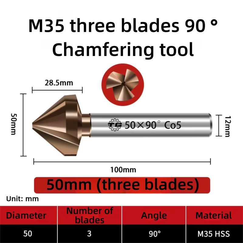 TGGJ TG HSS M35 Fasenschneider Senker Set mit 3 Klingen für 90 Grad, Durchmesser 4,5–60 mm - Bild 4