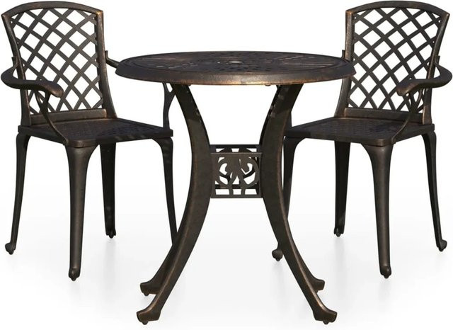 vidaXL 3-teiliges Bistro-Set aus Aluminiumguss in Bronze für Garten und Außenbereich - Bild 1