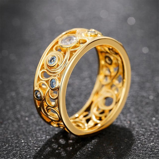 YIRAN Jewelry Eheringe Damen, Goldfarben, Zirkonia - Bild 1
