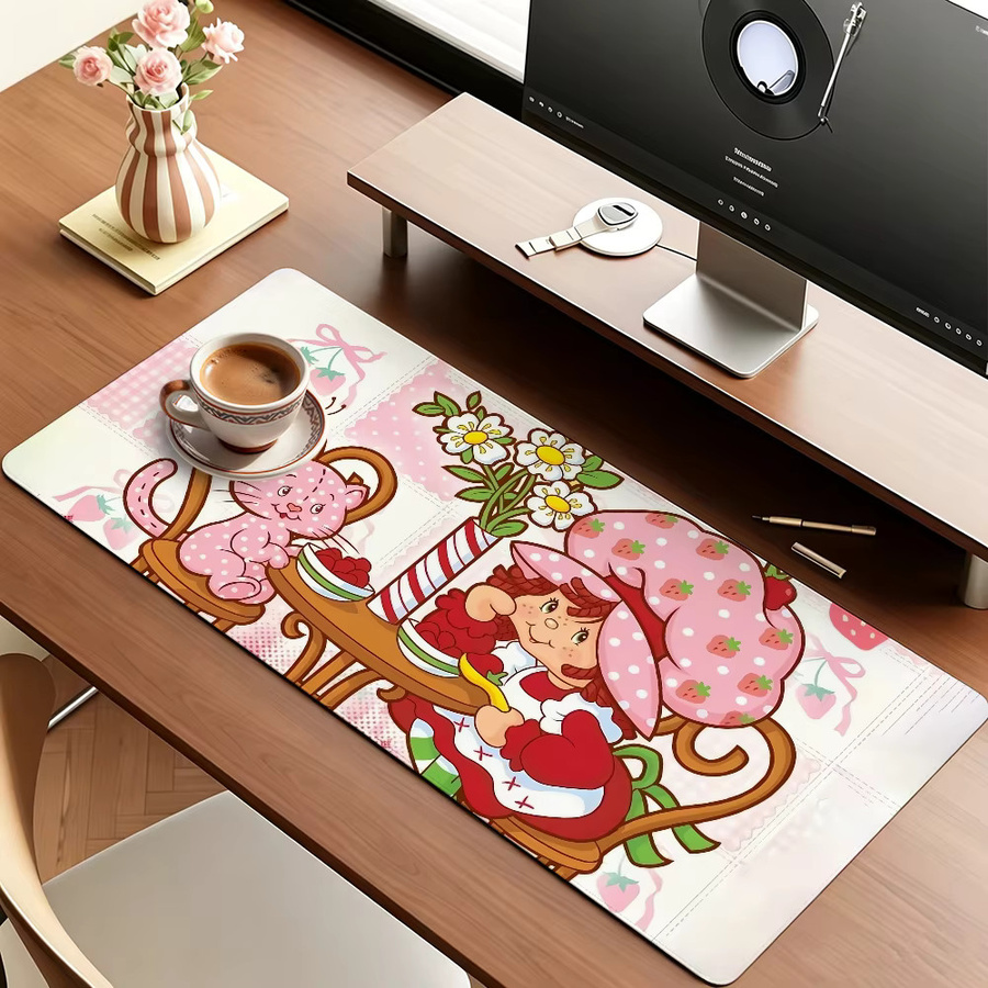 S-Strawberry Cute S-Shortcake-S Mauspad in Multicolour, große rutschfeste und wasserdichte Gaming-Matte mit genähtem Rand für Tastatur und Maus - Bild 2