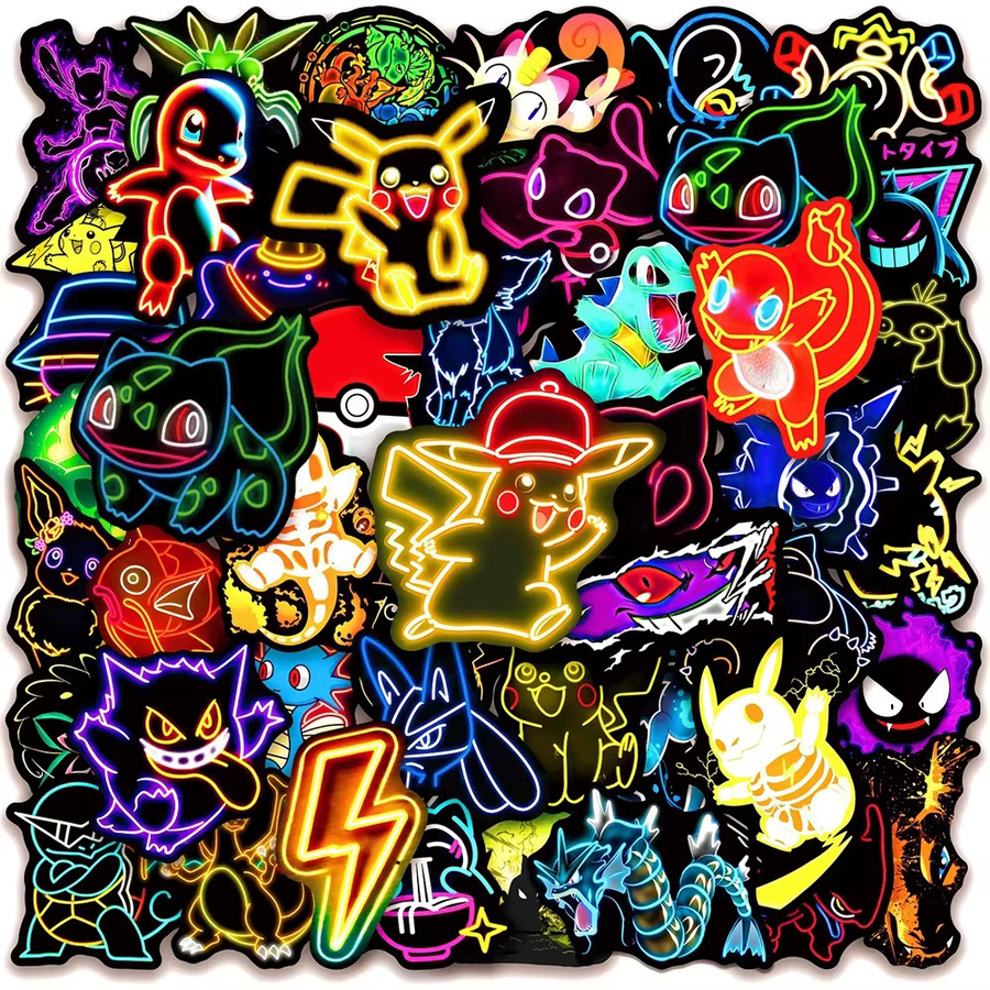 Bandai Neon-Pokémon-Aufkleber, 100 Stück, wasserdicht - Bild 2