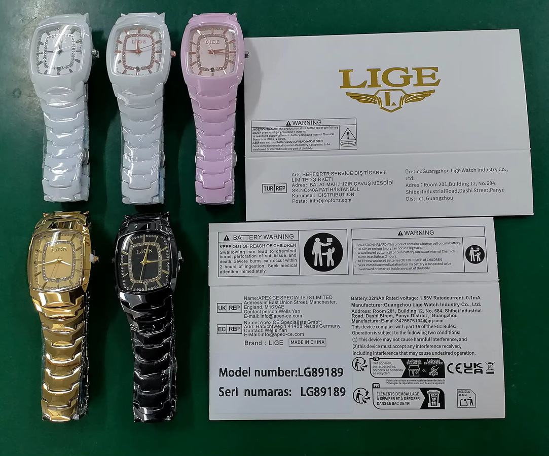 LIGE Armbanduhr, Quarz, Keramik, Weiß, Diamantbesetzt, Damen - Bild 2