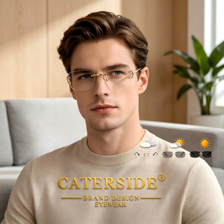 CATERSIDE Sonnenbrille, quadratisch, randlos, Metall, Unisex - Bild 2