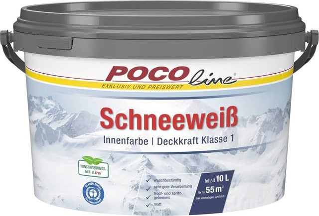 POCOline Dispersions-Raumfarbe Weiß Matt, lösungsmittelfrei und emissionsarm, 10 l - Bild 1