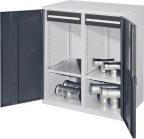 Kappes Schwerlastbeistellschrank Mod. 73 aus Stahl mit Vollblechtüren, 2 Schubladen und Schloss, Farbe: Grau, B/T/H: 60 x 60 x 111 cm - Bild 1