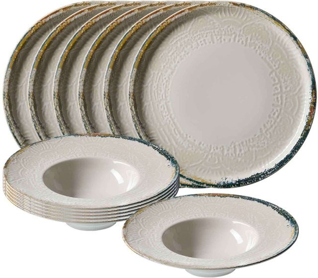 Ritzenhoff & Breker Gourmet-Set Alfonso Dinner-Service aus Keramik, Weiß, 12er Set - Bild 1
