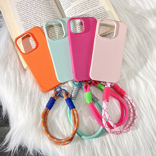 Bolomboy Schutzhülle mit Handschlaufe aus PU-Leder und Silikon für iPhone 16, 15 Plus, 14, 13, 12, 11, Pro Max in Multicolour - Bild 1