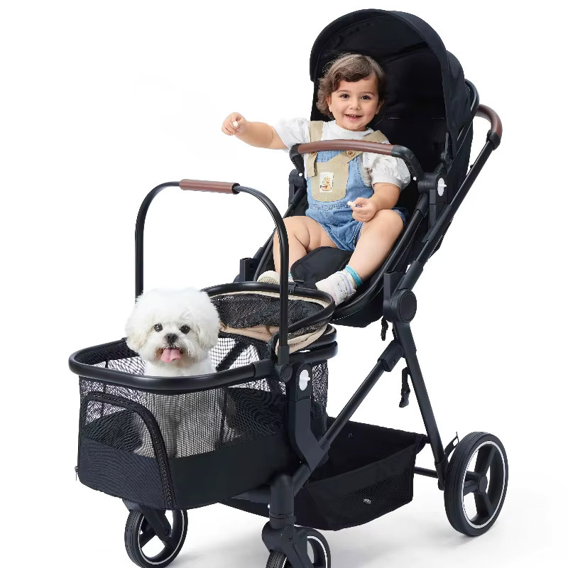 LUVCHAIN Multifunktionaler Kombi-Kinderwagen für Babys und Haustiere in Schwarz mit abnehmbarem Design und Standalone-Modus - Bild 4