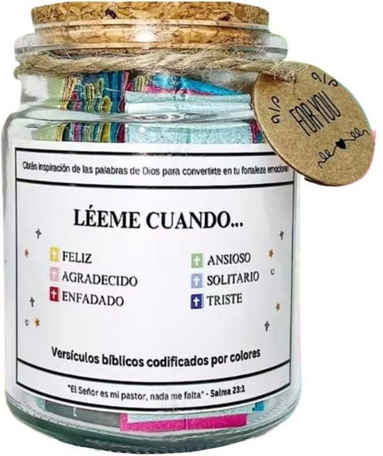 Transparentes Bibelvers-Glas mit spanischer Schrift für Gebet und Hoffnung als christliches Geschenk - Bild 1