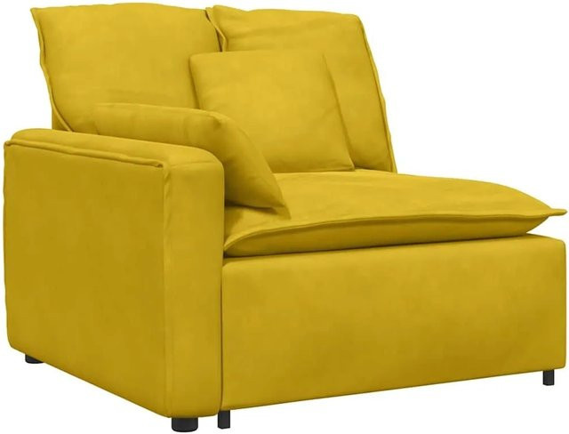vidaXL Modulares Sofa Endmodul mit Armlehne und Kissen, Gelb, Breite: 100 cm, Höhe: 64 cm, Tiefe: 105 cm - Bild 1
