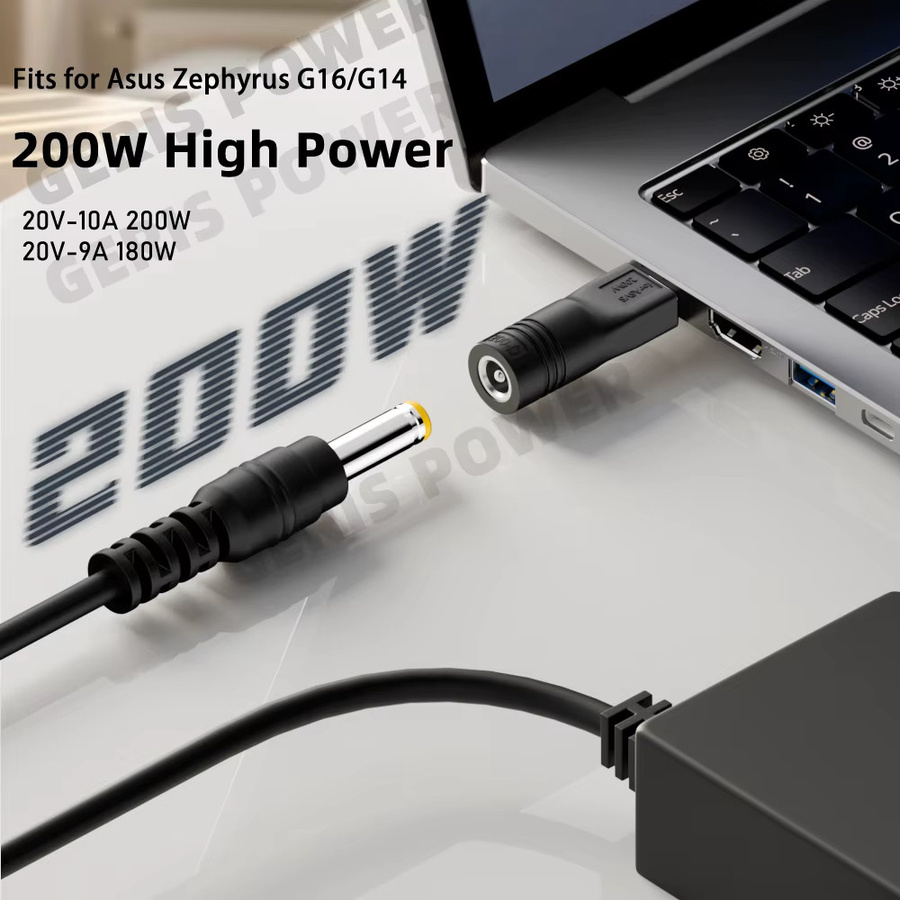 Asus DC Power Jack Adapter Konverter für ROG Zephyrus G16 G14 und TUF Gaming A16 Laptops in Schwarz - Bild 3