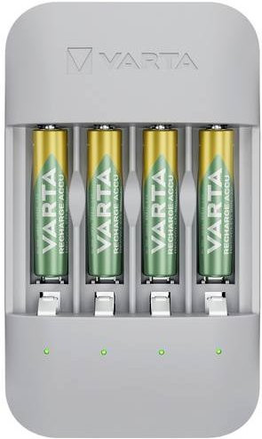 Varta Eco Charger Pro Rundzellen-Ladegerät in Weiß inklusive USB-Typ-C Ladekabel und 4x AAA 800 mAh NiMH Akkus - Bild 1