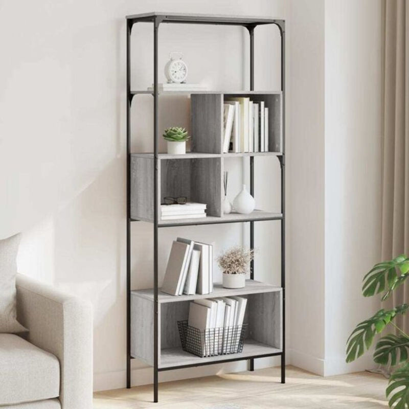 Vidaxl Bücherregal mit 5 Böden in Grau Sonoma, H x B x T: 188,5 x 76 x 33 cm - Bild 1
