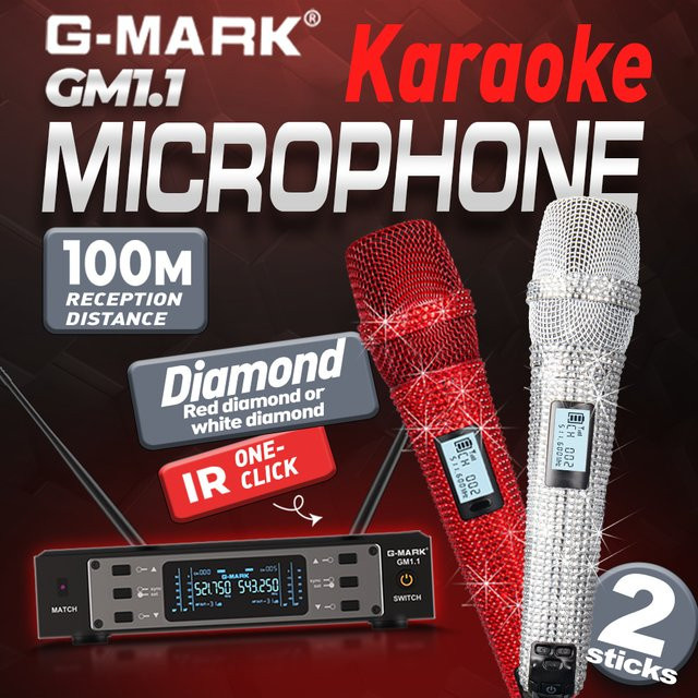 G-MARK GM1.1 Funkmikrofon kabellos mit UHF-Frequenzverstellung aus Metall für professionelle Shows und Partys - Bild 1