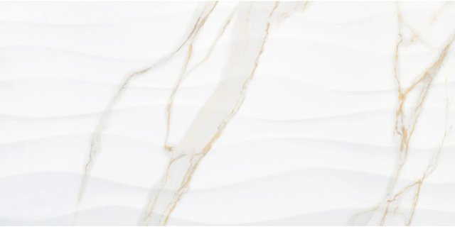 Wandfliese United Tile und Mosaic Calacatta Wave in Weiß-Gold, Feinsteinzeug mit Marmoroptik, glasiert, B: 30 cm, H: 60 cm, Tiefe: 1 cm - Bild 1