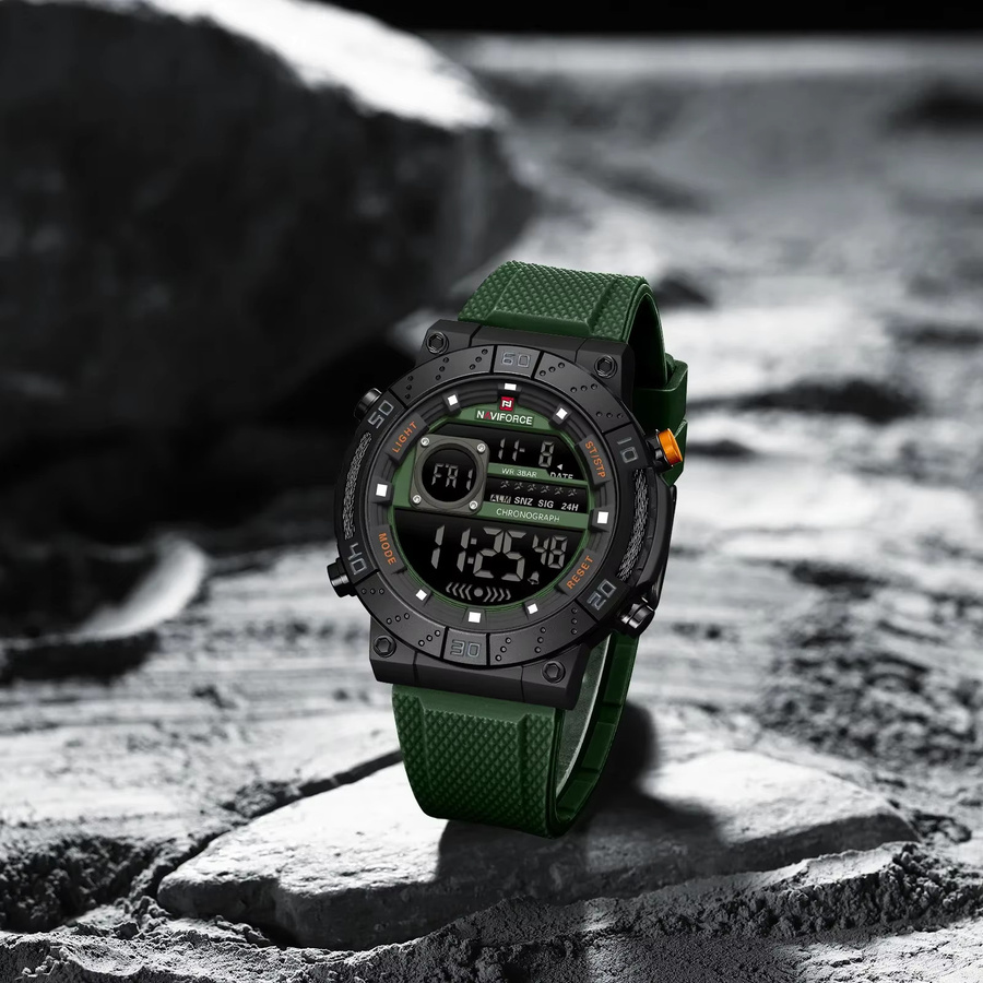 NAVIFORCE Armbanduhr, Digitaluhr, Silikon, Schwarz, Herren - Bild 5