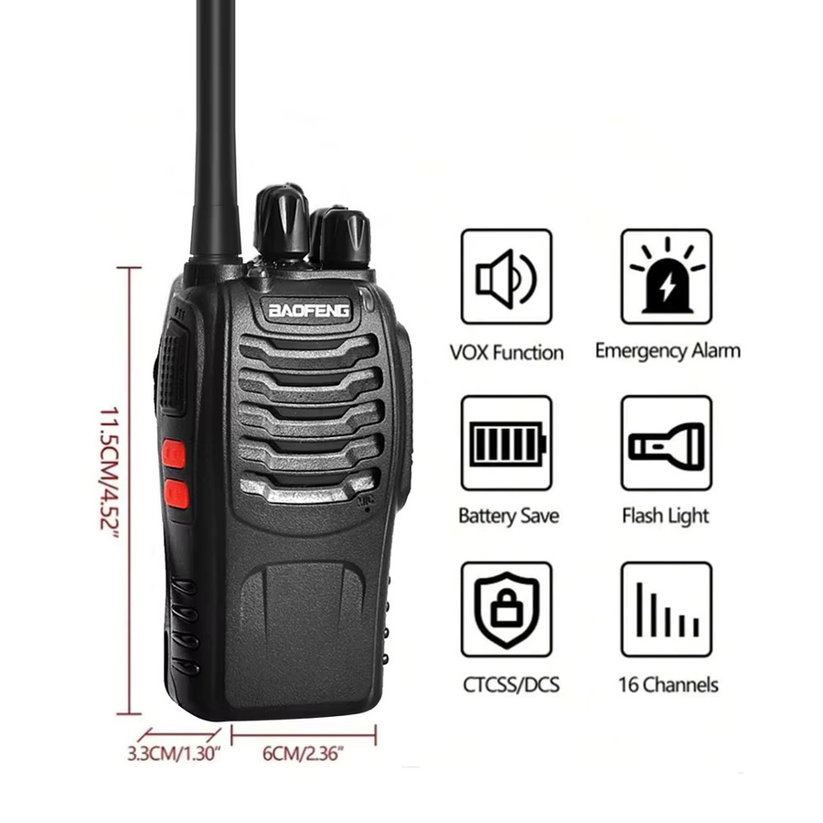 2er Set Baofeng BF-888S Plus Handfunkgeräte in Schwarz mit 3-5 km Reichweite und UHF 400-470 MHz - Bild 4