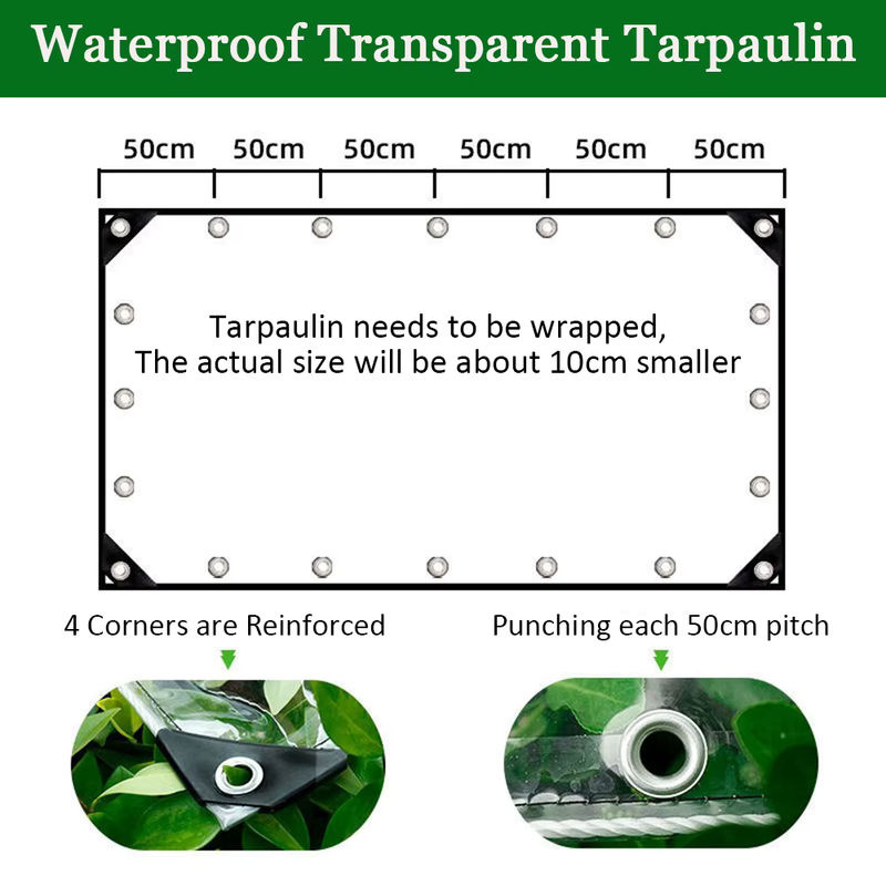 Wasserdichte transparente PVC-Plane mit Ösen als wetterfester Regenschutz für deine Gartenmöbel, 0,3 mm Stärke - Bild 5