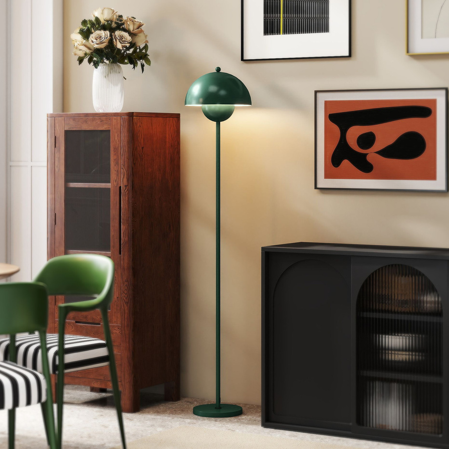 HOMCOM Stehlampe in Grün mit rundem Schirm und Stahlständer, moderne Stehleuchte mit E27 Fassung und Fußschalter für Wohnzimmer, Schlafzimmer oder Büro - Bild 2