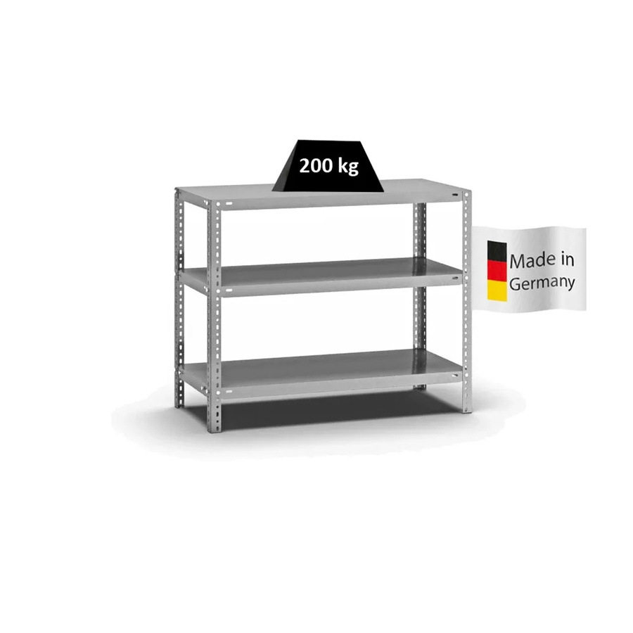 PROREGAL Fachbodenregal Medium-Duty Schraubsystem, verzinkt, Farbe: Silber, H x B x T: 80 x 100 x 40 cm, 3 Ebenen, beidseitig nutzbar - Bild 2