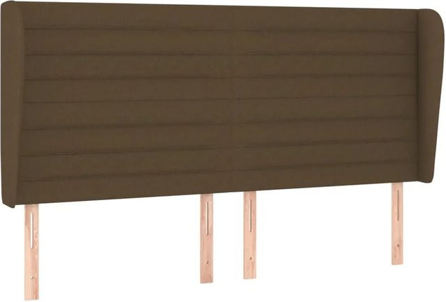 vidaXL Kopfteil mit Ohren in Dunkelbraun aus Stoff, B/T/H: 163 x 23 x 118/128 cm - Bild 1