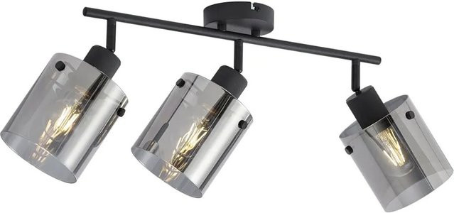 QAZQA Design Deckenstrahler Domo in Schwarz mit Rauchglas, dimmbar, 3-Licht, E27 - Bild 1