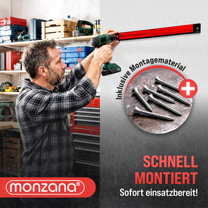 Deuba Magnetleiste 3er-Set in Rot und Schwarz mit Montagematerial, Breite: 45 cm - Bild 5