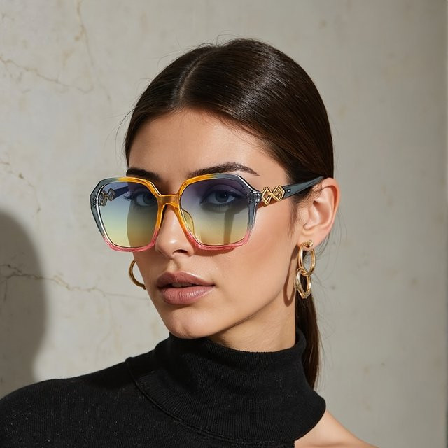 YuYing Sonnenbrille Damen, Vollrand, transparent, multicolor, Kunststoff - Bild 1