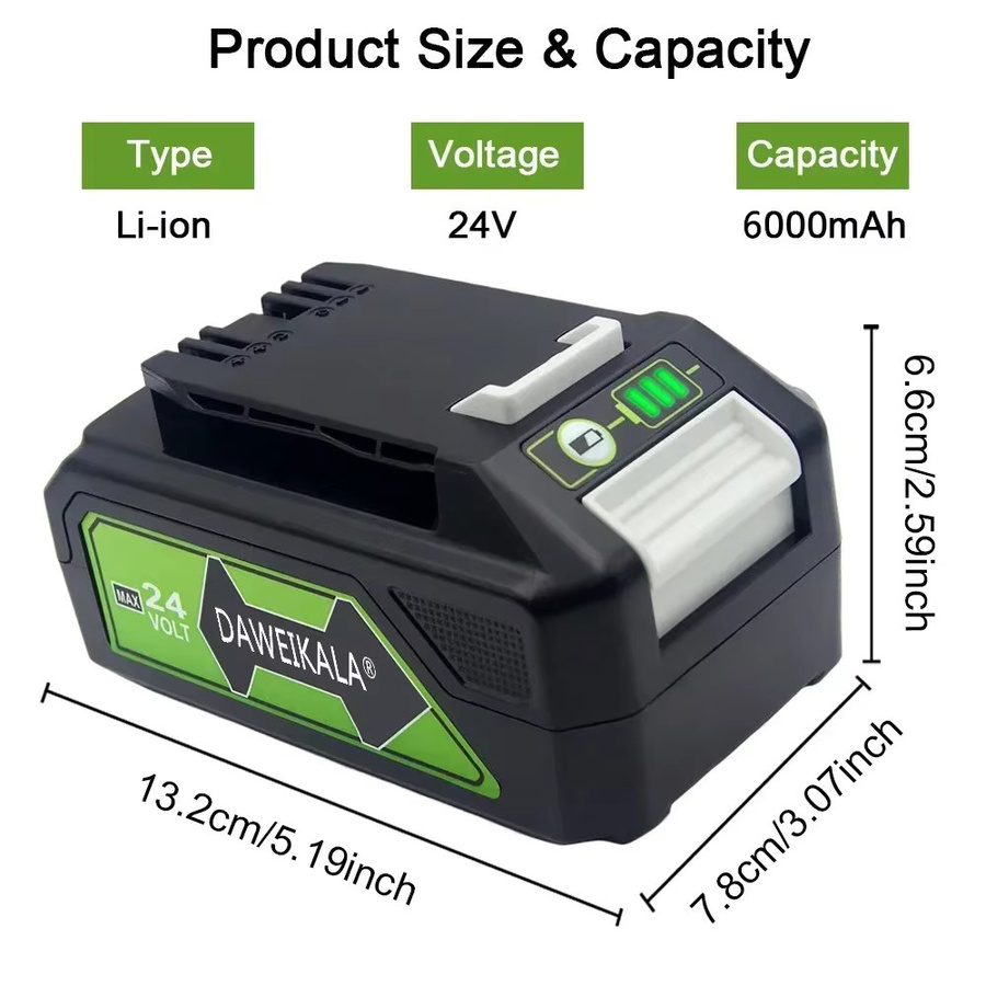 Greenworks Ersatzakku 24 V 6,0 Ah Lithium-Ionen Akku in Schwarz für Greenworks 24 V Werkzeuge - Bild 2