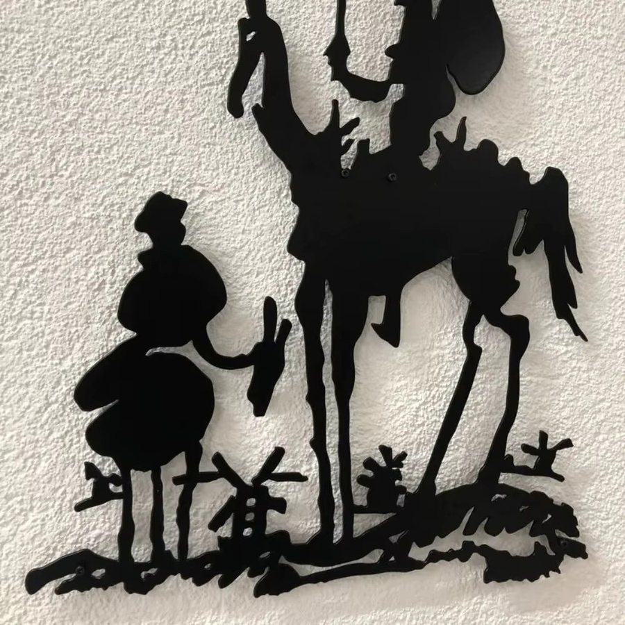 CIFBUY Wandkunst Don Quijote im Picasso-Stil aus Metall in Schwarz als abstrakte literarische Dekoration - Bild 4