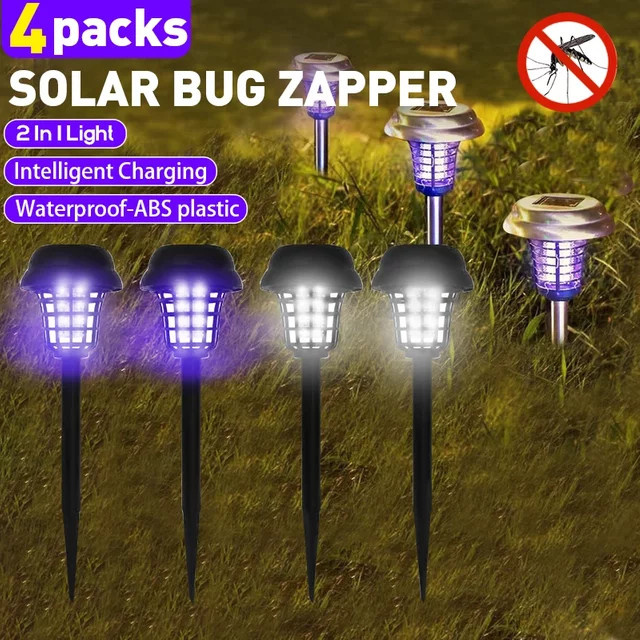 JOYINLED Solar-Insektenvernichter mit Beleuchtung, wasserdichter Mückenschutz für Garten und Terrasse, Schwarz - Bild 1