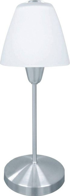 Reality Rio Touch-Tischleuchte aus Metall und Glas in Nickel matt und Weiß, Höhe: 35 cm, Durchmesser: 13 cm, E14 Fassung - Bild 1