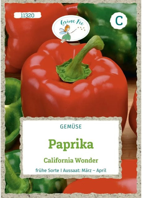 Grüne Fee Paprika California Wonder Saatgut für Freiland und Gewächshaus - Bild 1
