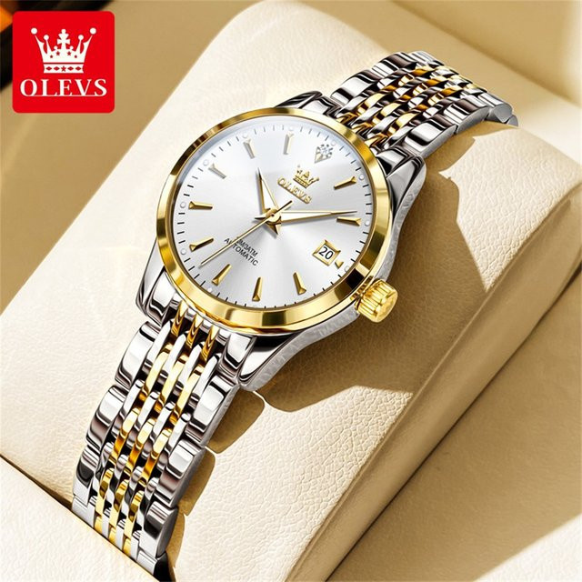 OLEVS Armbanduhr Automatik, Edelstahl, Silber, Damen - Bild 1