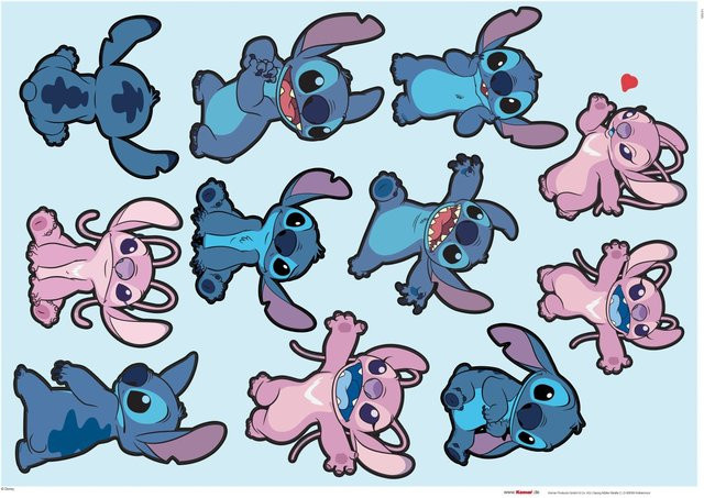 Komar Deko-Sticker Stitch und Angel in Lila Mix und Multicolour - Bild 1