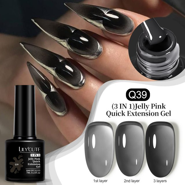 LILYCUTE Nagellack Black Jelly, 7 ml, Schwarz, Glänzend - Bild 1