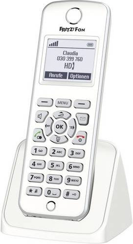 AVM FRITZ!Fon M2 Schnurloses VoIP Telefon mit beleuchtetem Display in Weiß und Silber - Bild 1