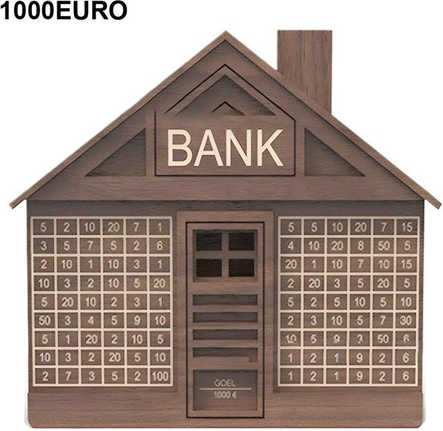 Holzhaus-Spardose in Braun als japanisches Sparschwein für Erwachsene, B/T/H: 22,0 x 25,0 x 22,0 cm - Bild 1