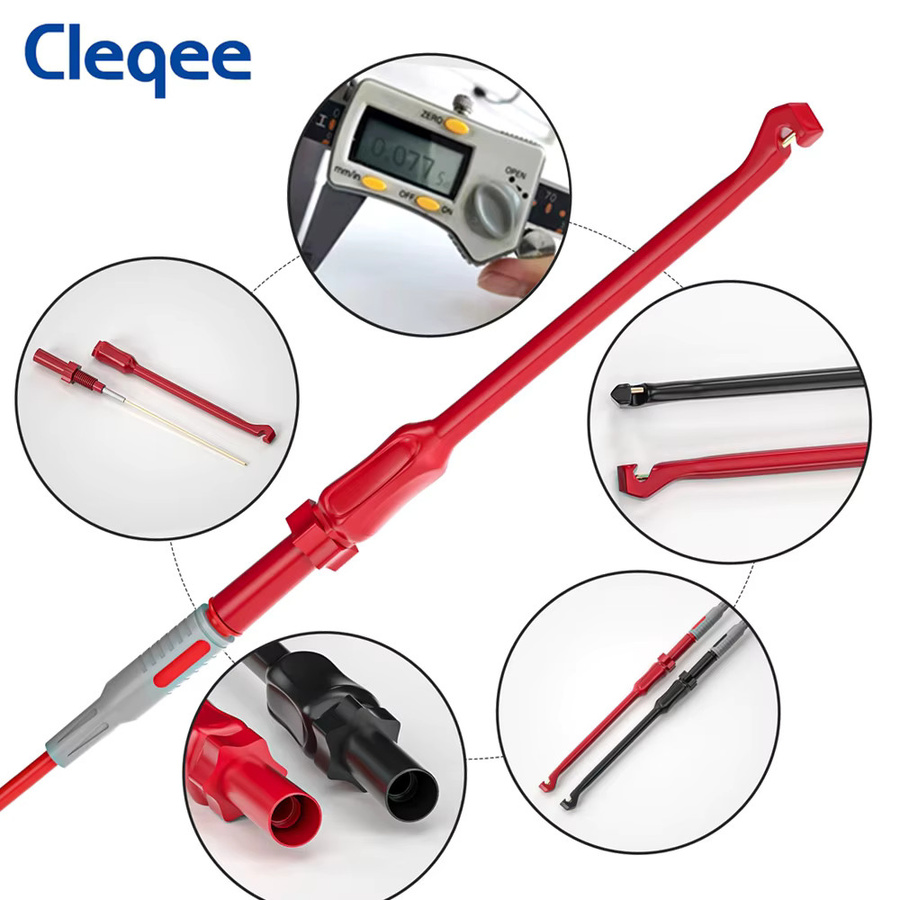 Cleqee P30036A Testklemmen Set aus 2 Stück, zerstörungsfreie drahtdurchdringende Rückspitzen mit 4mm Buchse in Rot und Schwarz - Bild 2