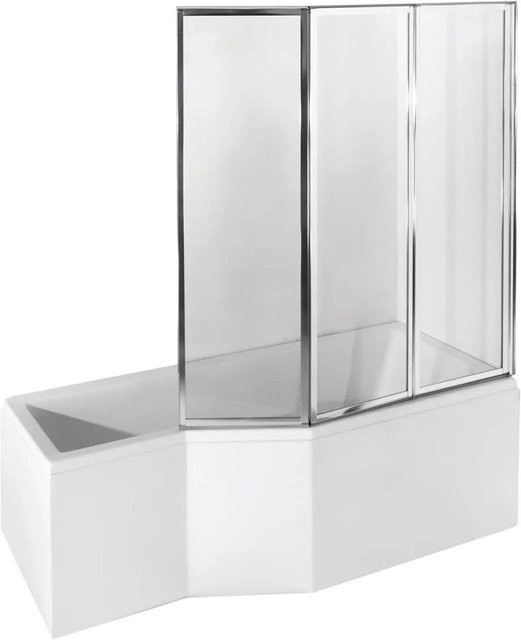 KOLMAN Wannenaufsatz 3-teilig aus ESG Glas in Silber und Transparent, B/T/H: 130 x 140 x 4 mm - Bild 1